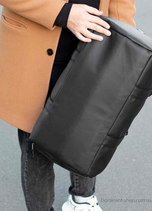 Мужская дорожная спортивная сумка с отделом для обуви черная из эко кожа для...