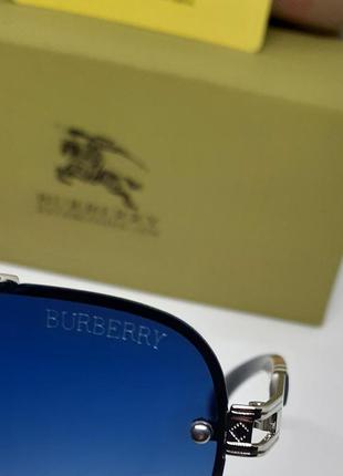 Очки в стиле burberry мужские солнцезащитные синий градиент в упаковке8 фото
