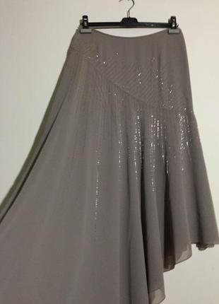 Шикарная ассиметричная дизайнерская юбка amanda wakeley (нюанс)5 фото