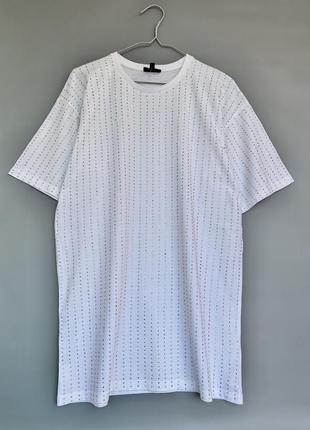 Удлиненная , хлопковая футболка, туника, платье стразы topshop