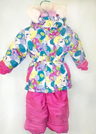 80 1 год зимний термокомбинезон детский раздельный комбинезон для девочки куртка и штаны на овчине зима 50261 фото
