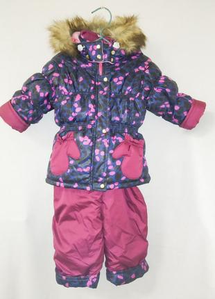 86 1,5-2 роки зимовий дитячий термокомбінезон для дівчинки роздільний на флісі зі зйомною овчиною зима 1380 фіолетовий