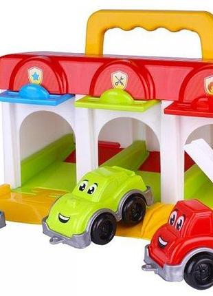 Детский набор гараж технок с катапультой и 3 машинки (8416)3 фото