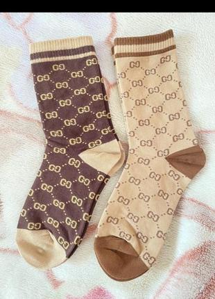 Носки гуччи коричневые бежевые5 фото
