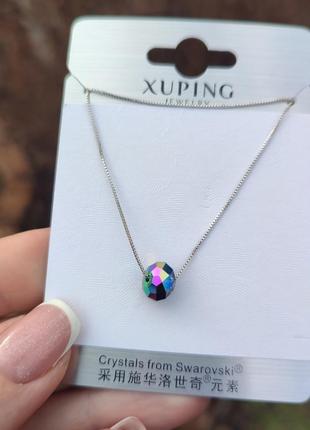 Підвіска під срібло з кристалом-шармом сваровскі медичне золото