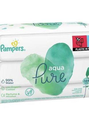 Pampers детские влажные салфетки aqua pure 3x48