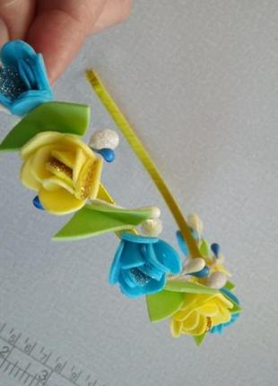 Віночок з квітами, обруч жовто-блакитний, патріотичний2 фото
