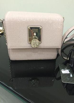 Сумка клатч нюд guess оригинал лаванда,беж