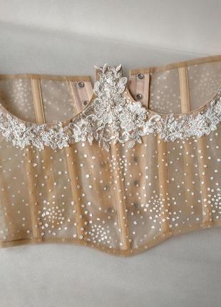 Весільний корсет ручної роботи. підгрудний корсет з мереживом