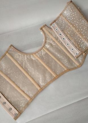 Весільний корсет ручної роботи. підгрудний корсет з мереживом