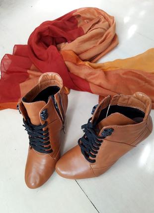 Новые рыжие ботинки, ботильоны из натуральной кожи. wladna.8 фото
