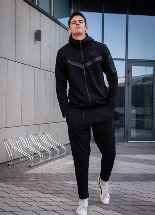 Спортивний костюм nike tech fleece чорний чоловічий найк теч фліс кофта + штани