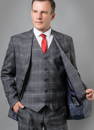Мужской классический костюм тройка серый2 фото
