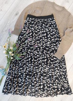 Длинная плиссированная юбка в белый цветочный принт today италия (  размер 38)