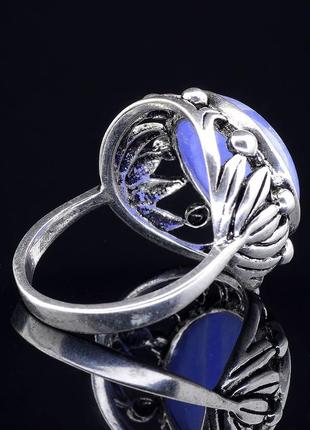 Кольцо голубой агат (серебро)3 фото