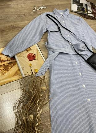 H&m нереально крута міді сукня рубашка льон+cotton8 фото