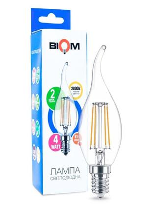 Филаментная лампа biom fl-315 4w e14 2800k c35 lt свічка на вітрі