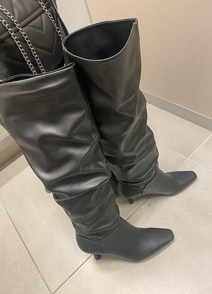 Сапоги трубы stradivarius кожа