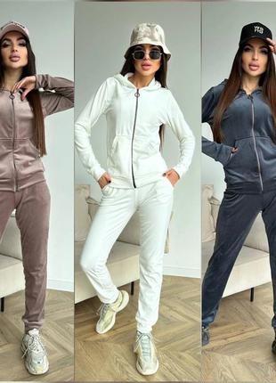 Жіночий велюровий костюм на замку 7 кольорів