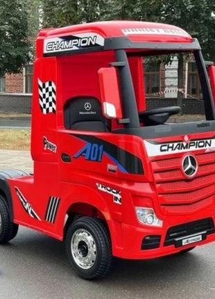Дитячий електромобіль вантажівка mercedes-benz actros (червоний колір) з пультом дистанційного керування 2,4g