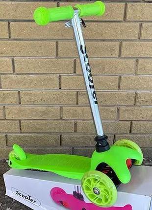 Самокат трехколесный scooter mg002a зеленый