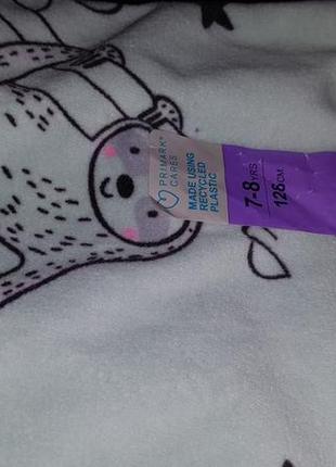 Домашний комплект с ленивцем, теплая пижама велюр primark 7-8 128 см4 фото