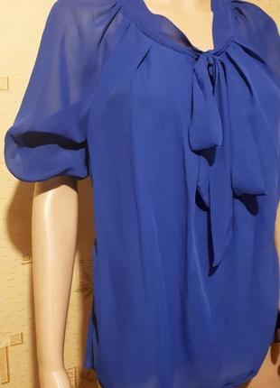 Блузка рубашка с бантом only синяя