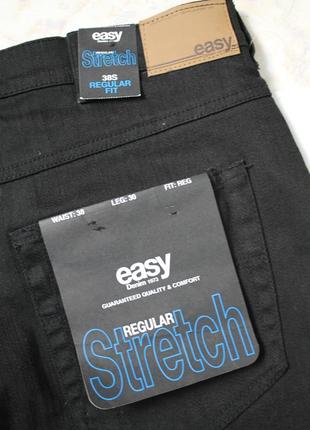 Классические чёрные мужские джинсы прямого кроя 38/30 easy denim штаны большого размера8 фото
