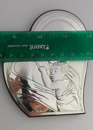 Образ икона серебряная дева мария с младенцем на деревяной основе 10,5мх8,5см10 фото