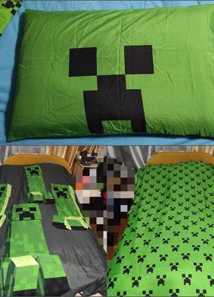 Minecraft комплект постельного белья майнкрафт, крипер, пододеяльник, наволочка1 фото