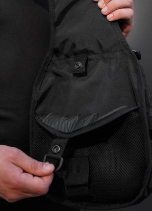 Якісна тактична сумка, укріплена чоловіча сумка рюкзак тактична слінг. колір: чорний10 фото
