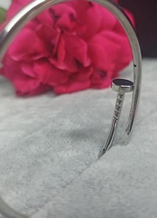 Браслет гвоздь без камней тонкий белое золото топ