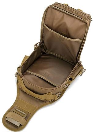 Якісна тактична сумка, укріплена чоловіча сумка рюкзак тактична слінг. колір: койот8 фото