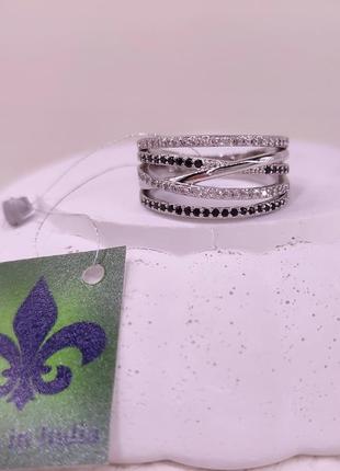 Кольцо 18р серебро камни фианит и шпинель