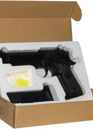 Пистолет металлический beretta m92 детский с пульками и магазином zm 18