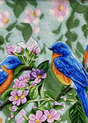 Гобелен авторский ручной работы четыре птицы 66х40 см с рельефом из шерсти и шелка
