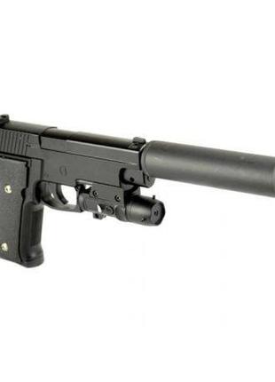Пістолет із глушником метал іграшковий, чорний sig sauer p226 galaxy5 фото