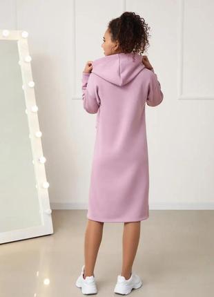 Тепла сукня худі на флісі з капюшоном колір фрез3 фото