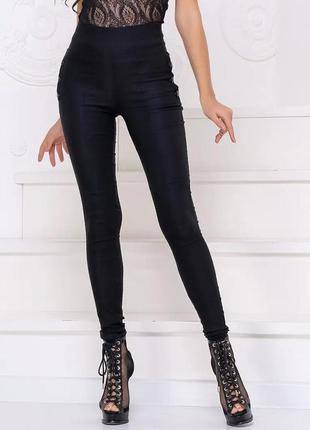 Демісезонні теплі лосини легінси чорні джинс-коттон на флісі4 фото