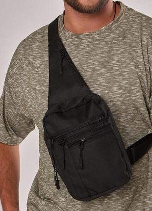 Качественная тактическая сумка с кобурой, мужская сумка черная из кордури мессенджер1 фото