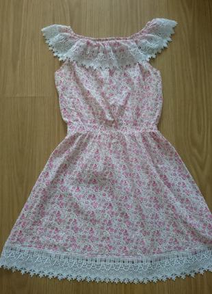 Легкое летнее платье с кружевом3 фото