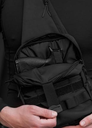Тактична сумка кобура, чоловічий месенджер з чорної кордури, слінг5 фото