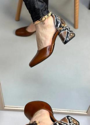 Екслюзивні туфлі з італійської шкіри та замші жіночі на підборах2 фото