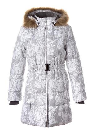 Пальто зимове для дівчаток huppa yacaranda білий з принтом, р.152 (12030030-11320-152)