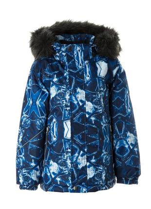 Куртка зимняя для мальчиков huppa ante темно-синий с принтом, р.134 (17960030-22586-134)