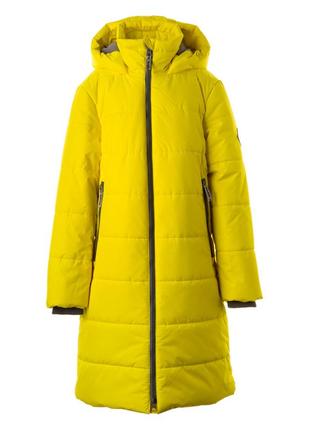 Пальто зимнее для девочек huppa nina желтый, р.146 (12590030-70002-146)