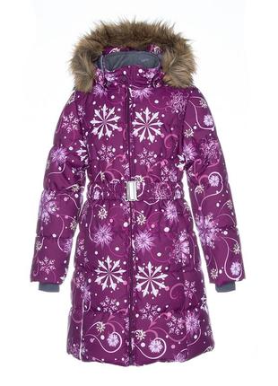 Пальто зимнее для девочек huppa yacaranda бордовый с принтом, р.116 (12030030-94234-116)