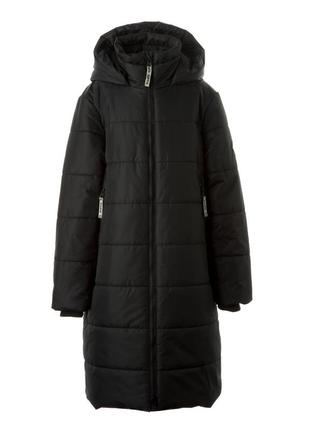 Пальто зимнее для девочек huppa nina черный, р.146 (12590030-00009-146)