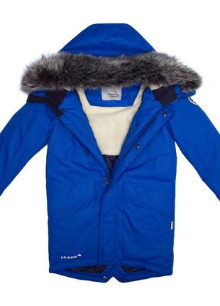 Пальто зимнее - парка для мальчиков huppa david синий, р.152 (12270020-70035-152)4 фото