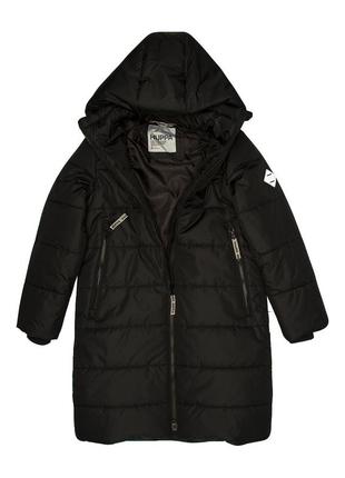Пальто зимнее для девочек huppa nina черный, р.152 (12590030-00009-152)4 фото